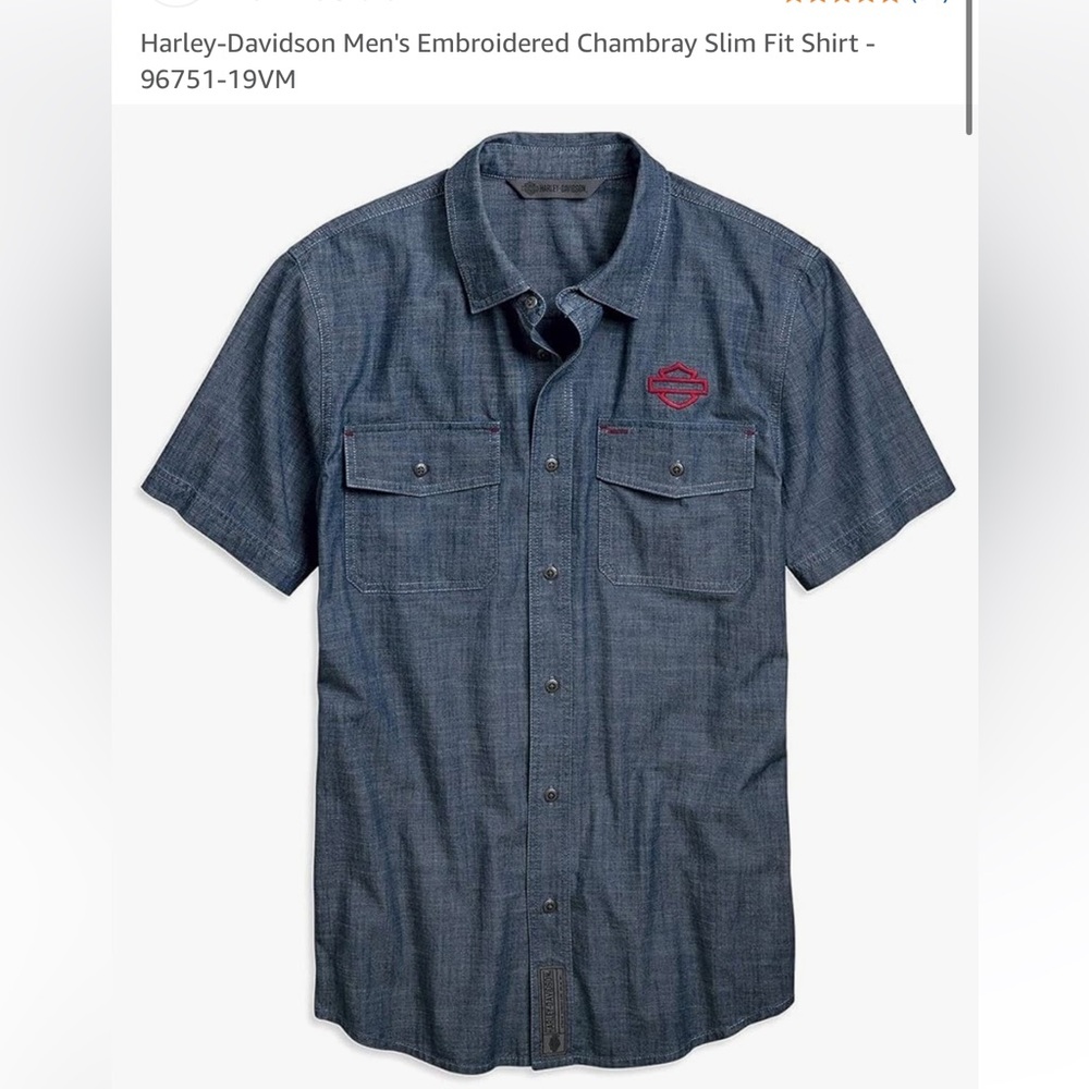Harley-Davidson Men's Blue Denim‎ Shirt Medium